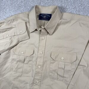 BILLS KHAKIS Button-up Shirt Beige Mens Large Pockets Safari Made in USA